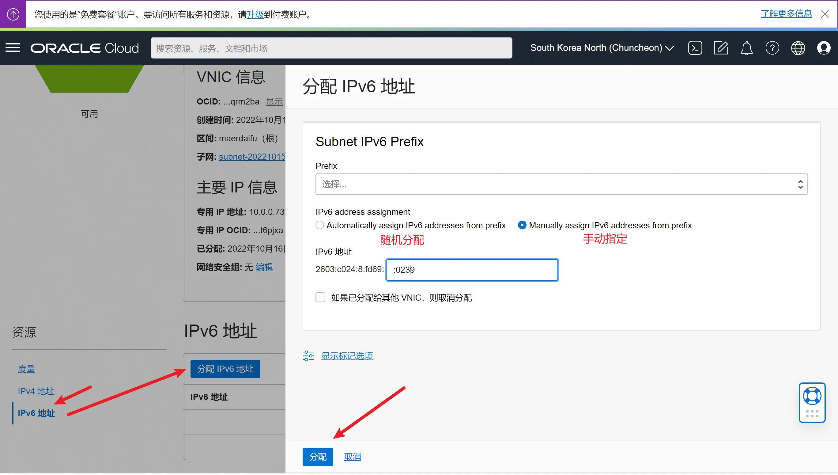 分配ipv6地址